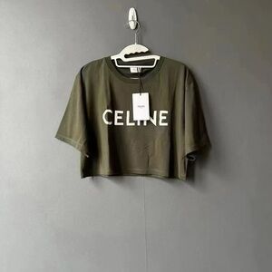 🚩steal authentic Celine Women's Olive Green Crop Top